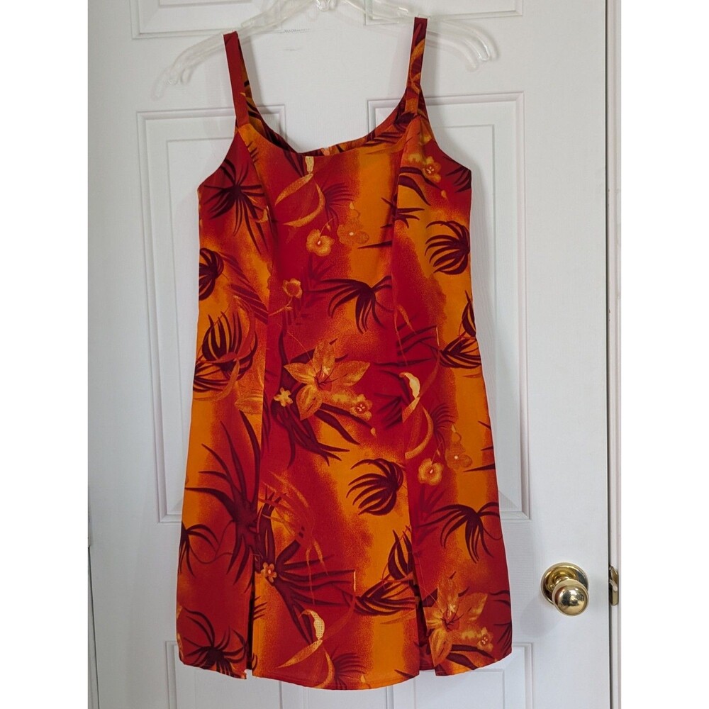 VTG John Roberts Tropical Romper Womens 8 Orange Rust Palm Leaves Zip Back Beach